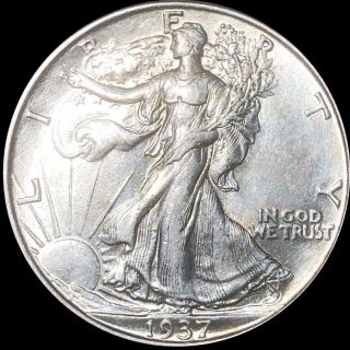 1937 Walking Half Dollar Closely Uncirculated Liberty Silver Philly Collectible