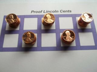 1 Roll Of 50 " S " Proof Lincoln Cents 5 Dates 10 Coins Each (plcr4)