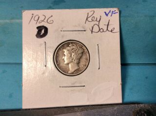 1926 D Mercury Silver Dime Key Date Very Fine Details & Eye Appeal