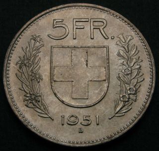 Switzerland 5 Francs 1951 B - Silver - Xf - 1102