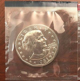 1981 P Susan B.  Anthony Dollar Choice Uncirculated In Cello From Set