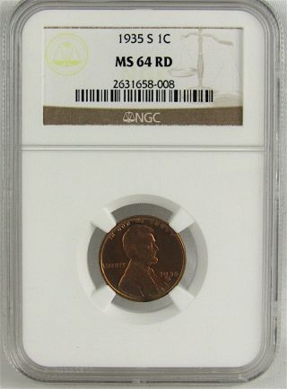 1935 - S Lincoln Cent Ngc Ms64rd