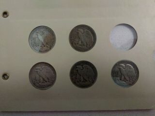 (5) Walking Liberty Half Dollars,  1935,  35d,  35s,  36,  36 d.  VF - EF.  coins 2