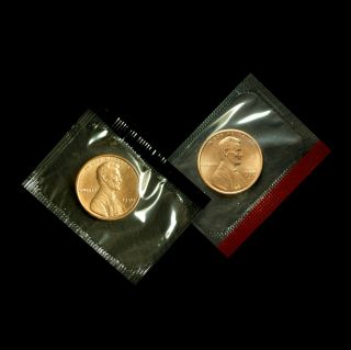 1990 P,  D Lincoln Memorial Penny Uncirculated Coins Cello