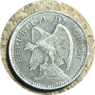 Elf Chile 10 Centavos 1908 Condor Silver