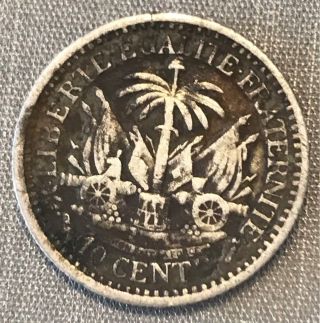 HAITI 1881 - A SILVER 10 CENTIMES KM - 44 LIBERTY PORTRAIT TYPE AN - 78 1 ONE DIME 2