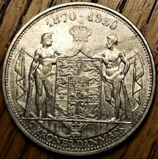 1930 Denmark 2 Kroner Toned XFine Silver Coin 60th Birthday of King Christian X 3