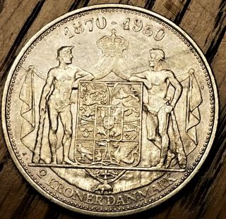 1930 Denmark 2 Kroner Toned XFine Silver Coin 60th Birthday of King Christian X 4