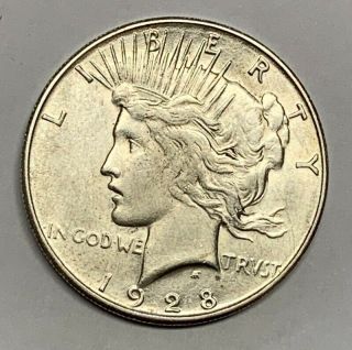 1928 - S San Francisco Silver Peace Dollar About Uncirculated Better Date