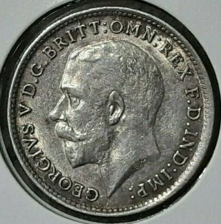 Great Britain 1917 3 Pence Threepence Silver Unc Coin George V Uk