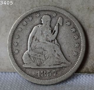 1857 Liberty Seated Quarter S/h After 1st Item