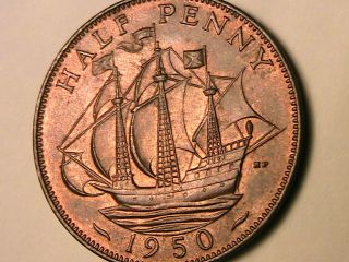 1950 GREAT BRITAIN 1/2 Penny Choice BU Half Pence British UK King George VI Coin 3