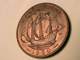 1950 GREAT BRITAIN 1/2 Penny Choice BU Half Pence British UK King George VI Coin 5