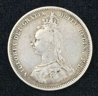 Rare 1887 “jubilee Head” Victoria Dei Gratia Uk Silver Shilling - Queen Victoria