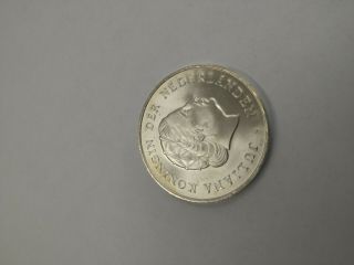 1964 Nederlands 2 1/2 Gulden Silver Crown Coin Queen Juliana Rare Old,  Unc/ms