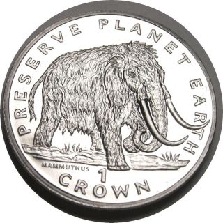 Elf Isle Of Man Iom 1 Crown 1994 Woolly Mammoth