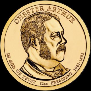 2012 P Chester Arthur Presidential Dollar " Brilliant Uncirculated " Us Coin