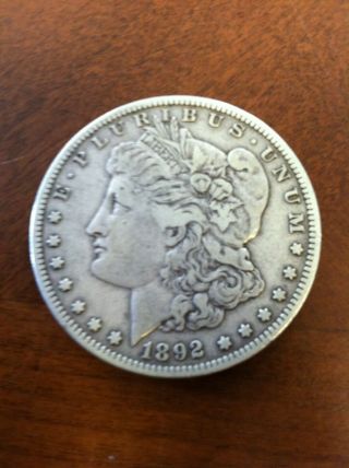 1892 S $1.  00 Morgan Silver Dollar Not Graded Vf