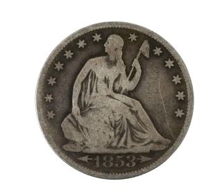 1853 W/ Arrows & Rays Us Silver Seated Half Dollar Coin