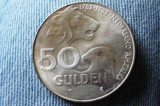 41) Netherlands - Silver 50 Gulden Beatrix Unc/bu 1982 Beatrix