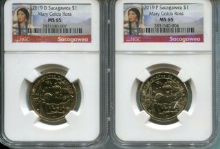 2019 P&d Sacagawea Native American $1 2 - Coin Set Ms - 65 Mary Golda Ross Lable
