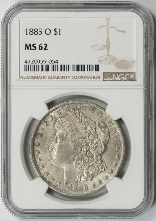 1885 - O Morgan Dollar Silver $1 Ms 62 Ngc