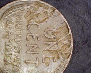 1944 Lincoln Wheat Penny - Large Reverse Defective Planchet Error 5