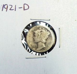 1921 D Mercury Silver Dime Very Good Key Date Coin & L@@k