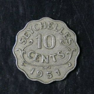 Seychelles 10 Cents 1951 King George The Sixth