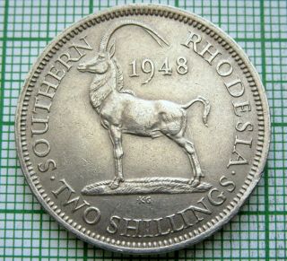 Southern Rhodesia George Vi 1948 2 Shillings,  Sable Antelope,  Better Grade