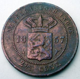 Netherlands East Indies 2 - 1/2 Cent 1857 H9.  1