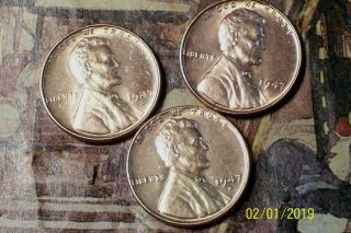 1947 - P.  D And S @ 3 Coin Set Of Lincoln Pennys