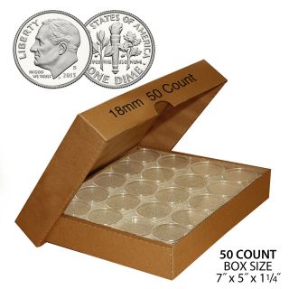 50 Dime Direct - Fit Airtight 18mm Coin Capsule Holder Dimes (qty: 50)