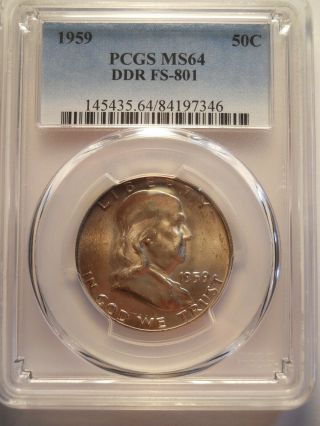 1959 50c.  Ddr Fs - 801 Pcgs Ms - 64 Attractive With Light Toning