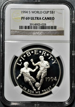 1994 - S World Cup Soccer Proof Silver $1 Dollar Ngc Pf 69 Ultra Cameo A1519