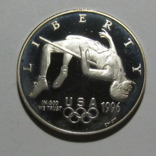 1996 P Olympic High Jump Commemorative Dollar Proof - Au,  /bu - 12su