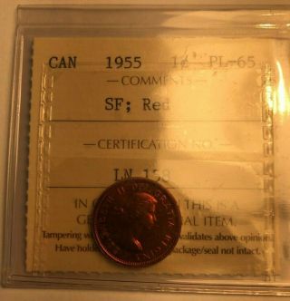 1955 Canada 1 Cent Iccs Graded Red Pl 65 - Sf: Red