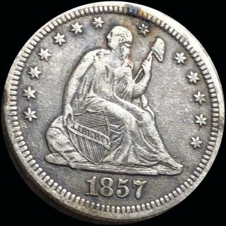 1857 Seated Quarter Light Circulated Liberty Silver Philadelphia Coin No Res