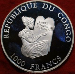 Uncirculated Proof 2001 Republic Of Congo 1000 Francs Silver Foreign Coin