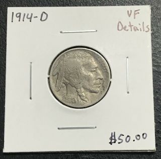 1914 - D U.  S.  Buffalo Indian Nickel Vf Details $2.  95 Max C2713