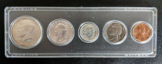 1964 P U.  S.  Coin Set 5 Coins Set With 3 - 90 Silver Coins