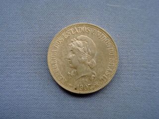 1907 Brazil - 1000 Réis - Silver Coin - 4705