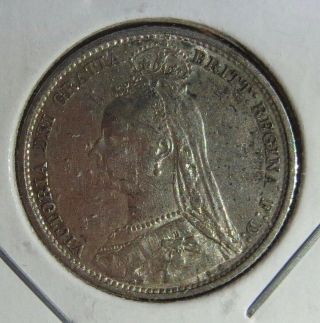 1892 Great Britain Sixpence,  Queen Victoria Old Silver Coin 5