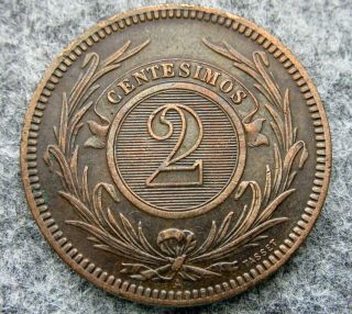 Uruguay 1869 A 2 Centesimos,  Bronze