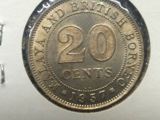 1957 Kn Malaya & British North Borneo 20 Cents Coin,  Uncirculated