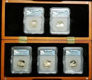 Set Of 5 2006 - S Statehood Quarters Icg Pr 70 Dcam First Day Of Issue Wooden Box