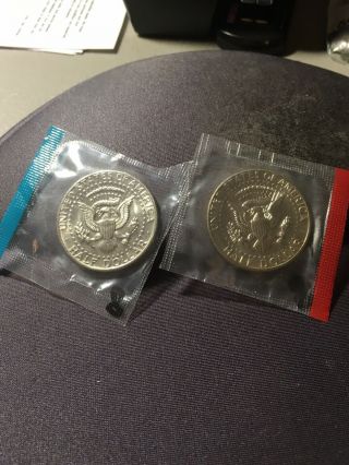 1974 - P and 1974 - D Gem BU Kennedy Half Dollars in Cello Packs 8 4