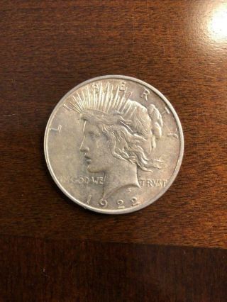 1922 - D Peace Silver Dollar Circ.  Die Breaks Obverse,  Light Tint