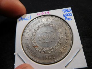 N214 Brazil 1862 1000 Reis Au