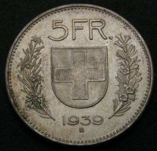 Switzerland 5 Francs 1939 B - Silver - Xf - 3012